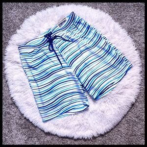 NWT Men's Club Room Blue and White Striped Swim Trunks